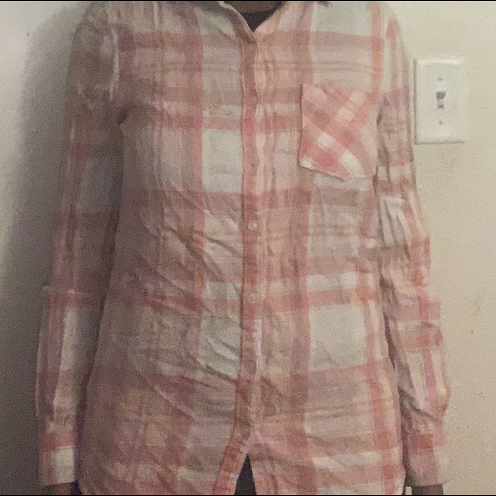 Pink/White Plaid Button Down